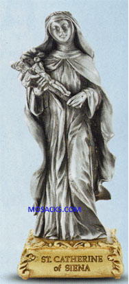 Pewter Statue St. Catherine of Siena 4.5 Inch 12-1799-416