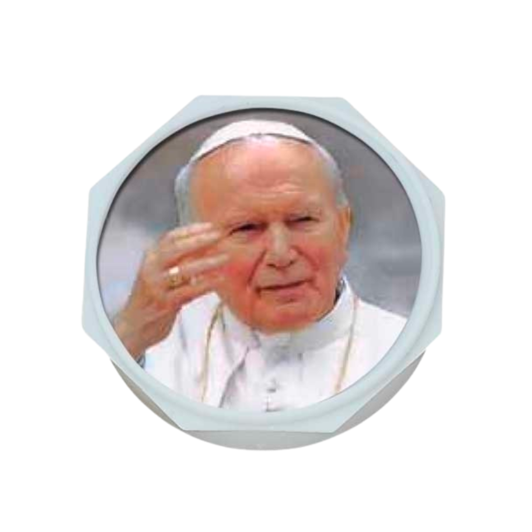 Pope St. John Paul II Rosary Box 2.25" dia.