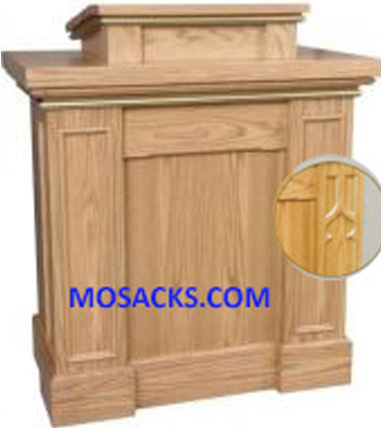Wooden Pulpit with Gothic Trim Columns (actual trim detail shown) and Extended Shelf for Lamp and Microphone 40-621 Two Inside Shelves