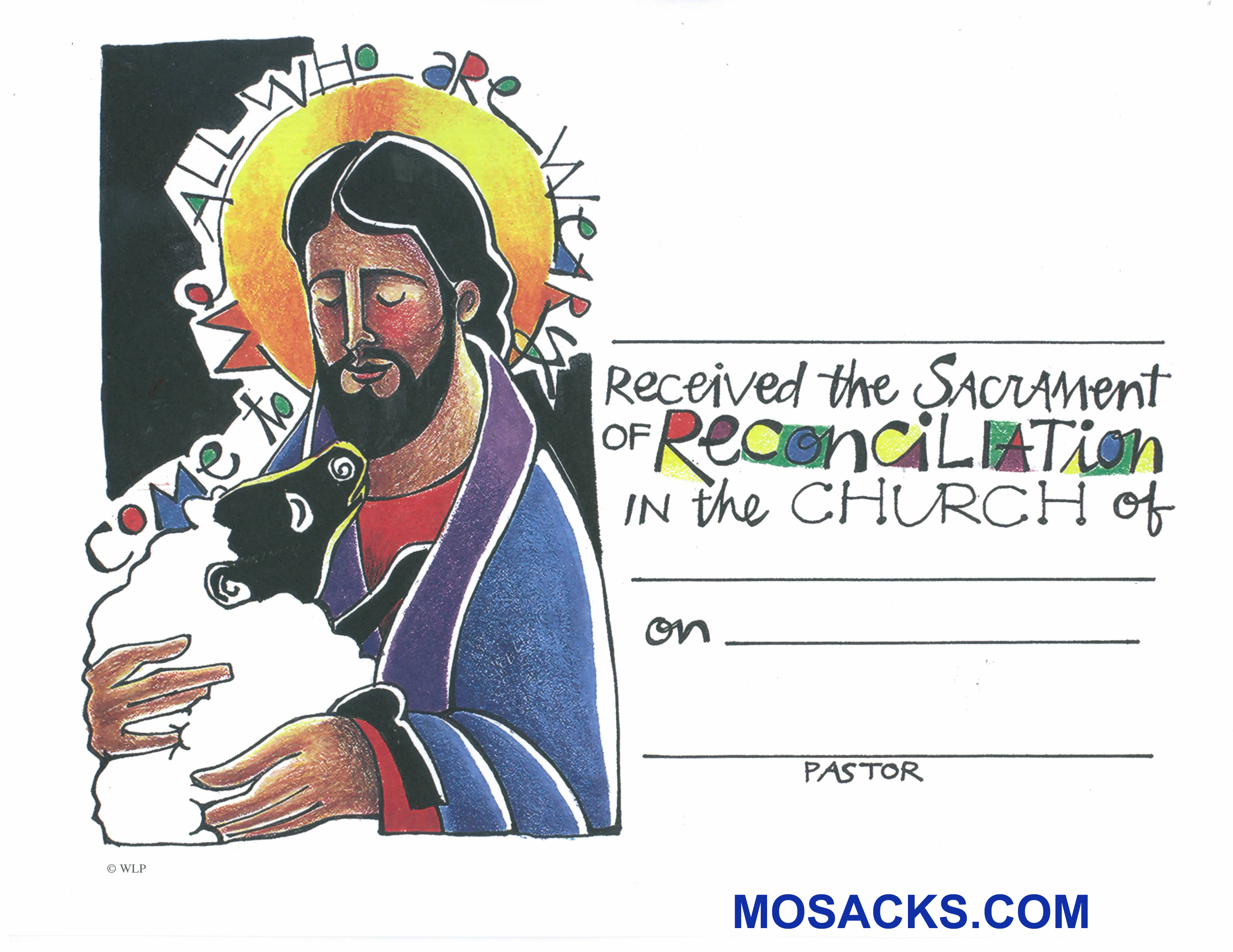 First Reconciliation Certificate 8.5" x 11" full color - WLP000997 with Envelope