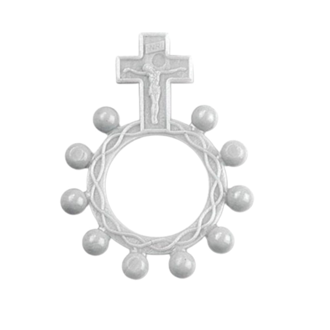 Rosary Ring White Luminous Plastic (1-3/4")