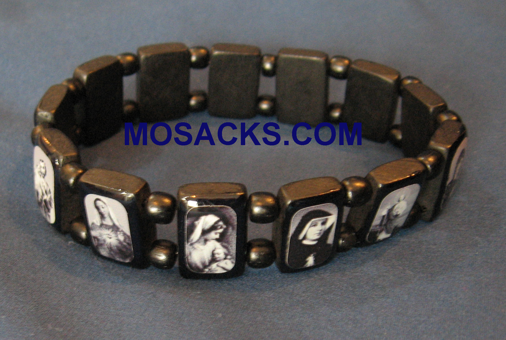 Saints Black Wooden Stretch Bracelet, BVP18