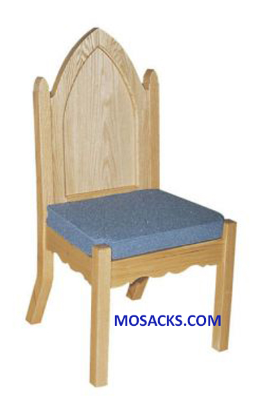 Side Chair Reversible Cushion 21" w x 21" d x 42" h 40-972S. Side Chair #972S and matching Celebrant Chair #972A have wood back with Gothic Arch, various wood finishes and fabric colors are available 40-972S
