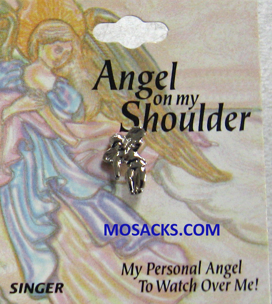 Silver Tone Angel On My Shoulder Lapel Pin 23-SJ9749