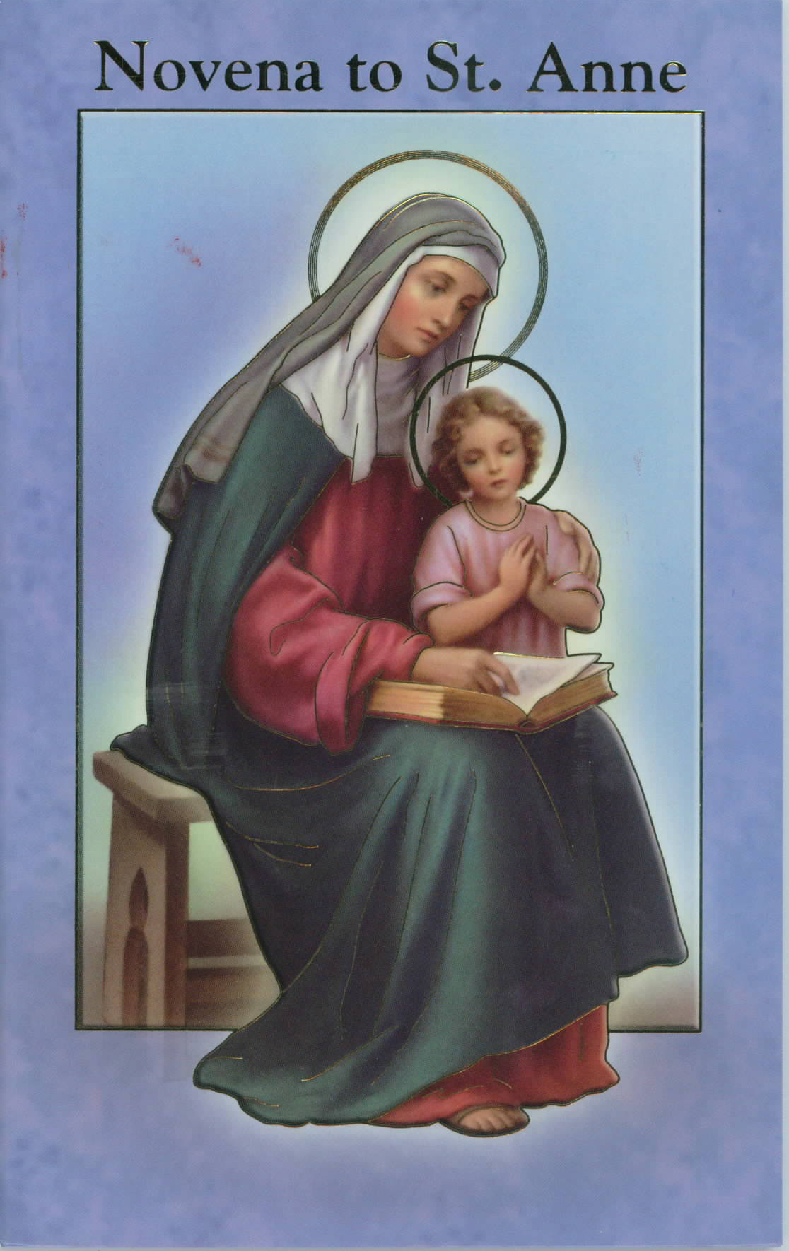 Novena to St. Anne  & Prayers Book 12-2432-610 is 3.75" x 5-7/8" and 24 pages beautifully illustrated with Italian Fratelli-Bonella Artwork and original text by Daniel A. Lord, S.J.