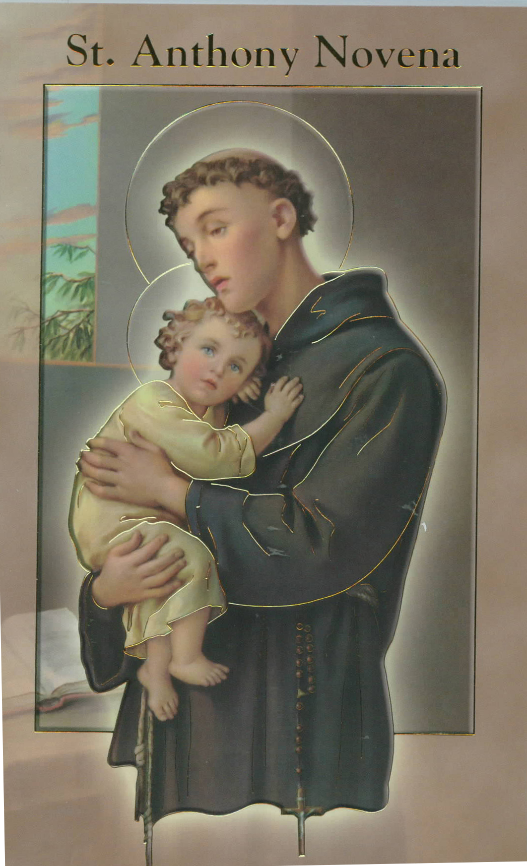 St. Anthony Novena & Prayers Book 12-2432-300 is 3.75" x 5-7/8" and 24 pages beautifully illustrated with Italian Fratelli-Bonella Artwork and original text by Daniel A. Lord, S.J.