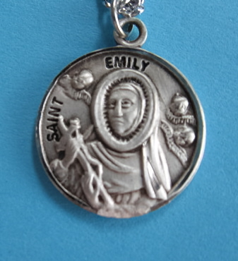 St. Emily Sterling Silver Medal, 18" S Chain, S-9732-18S