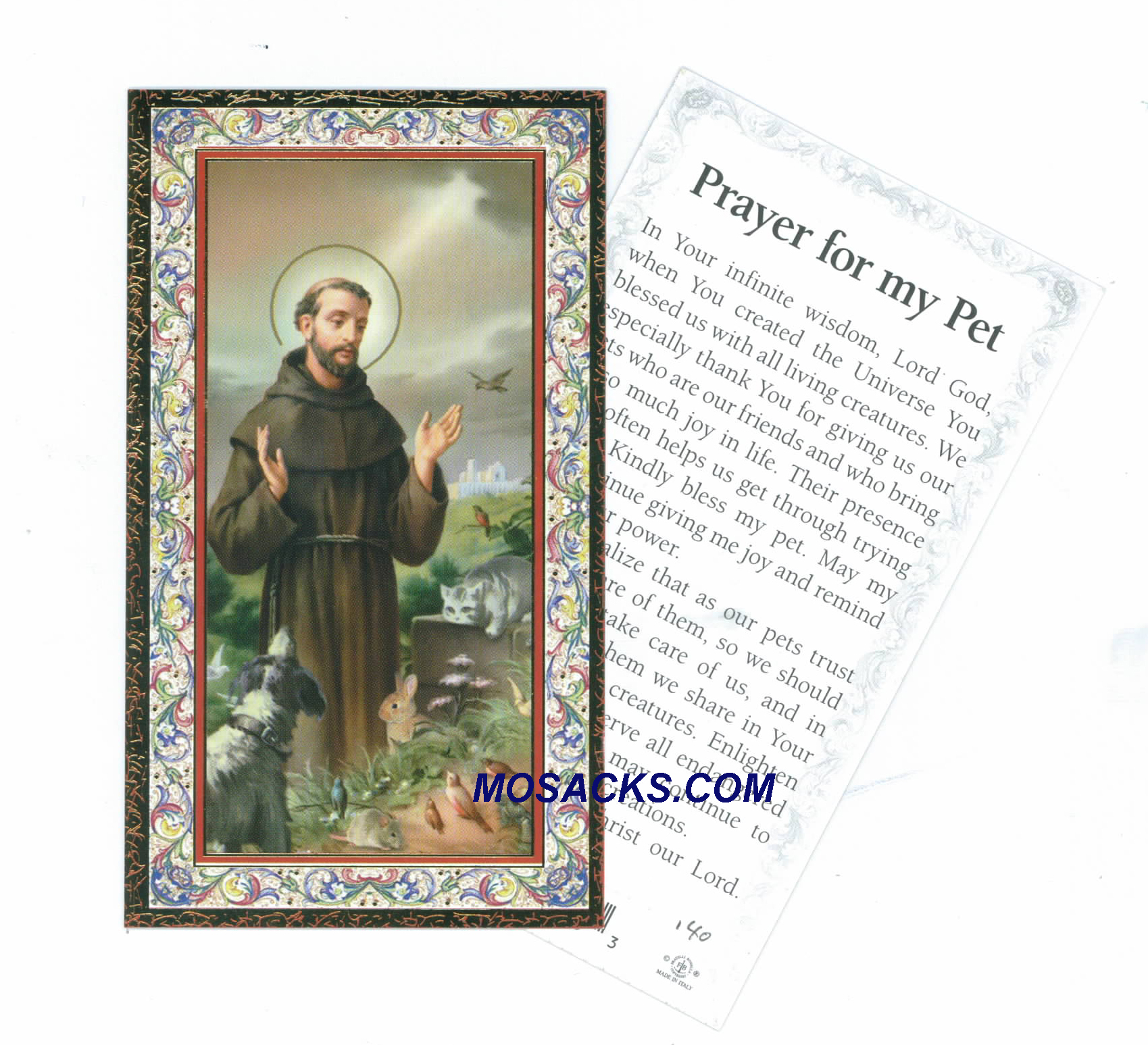 St. Francis "Prayer For My Pet" Holy Card 734-314