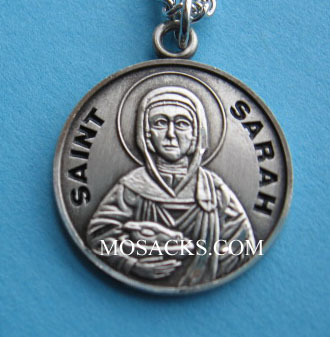 St. Sarah Sterling Silver Medal, 18" S Chain, S-9783-18S