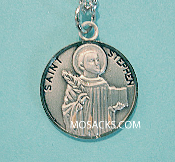 St. Stephen Sterling Silver Medal, 20" S Chain, S-9649-20S