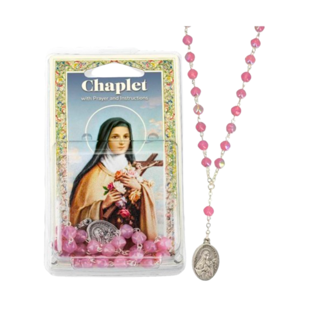 St. Theresa Chaplet and Prayer Card (Pink)