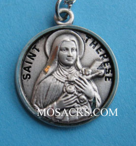 St. Therese Sterling Silver Medal, 18" S Chain, S-9789-18S