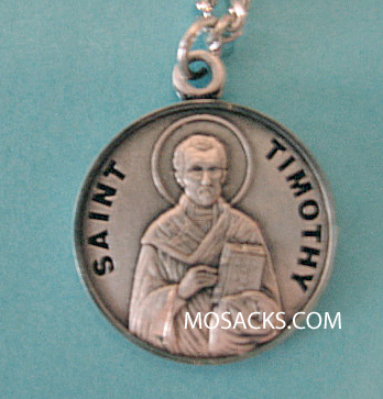 St. Timothy Sterling Silver Medal, 20" S Chain, S-9656-20S