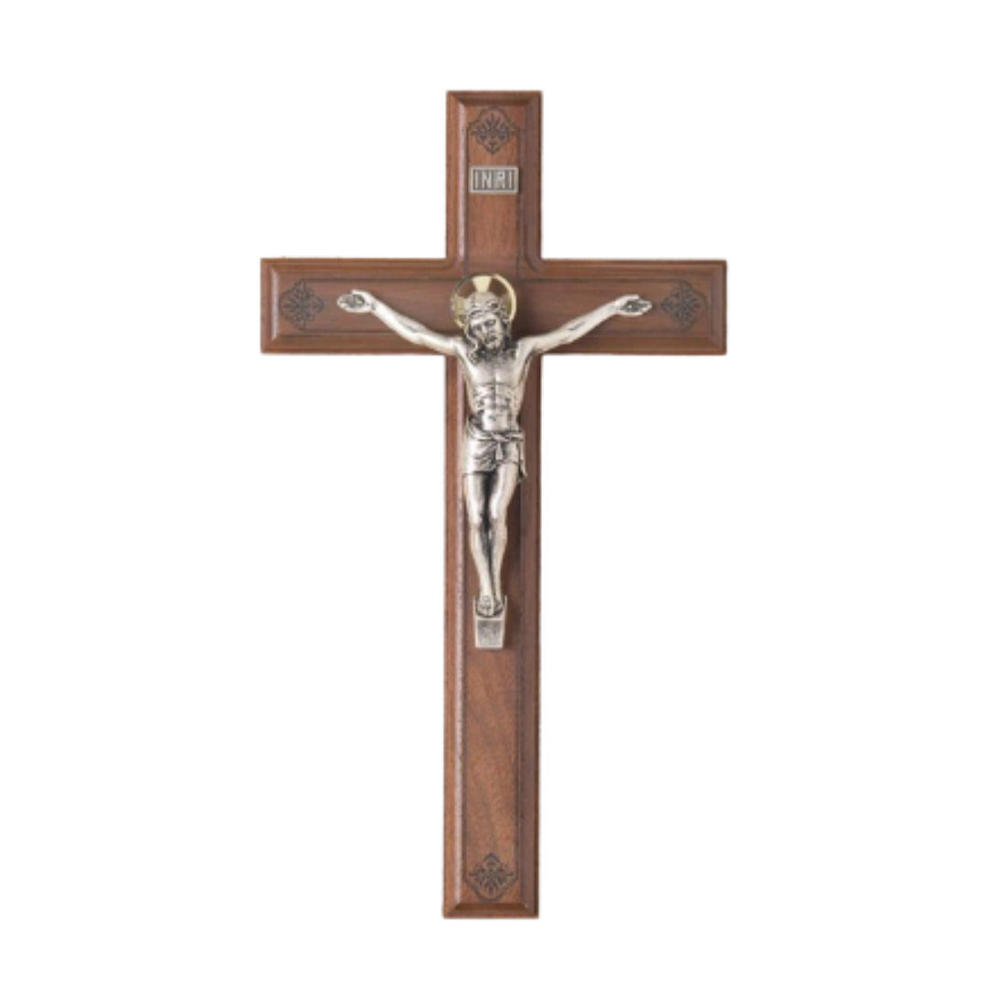 Walnut Crucifix with Salerni Corpora 11"