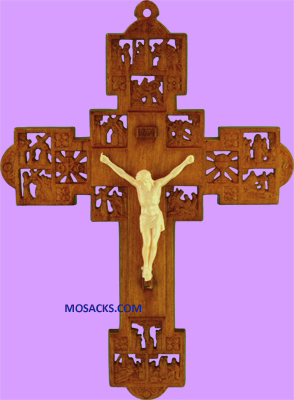 Wood Stained 6" Stations of the Cross Crucifix 185-1741WS