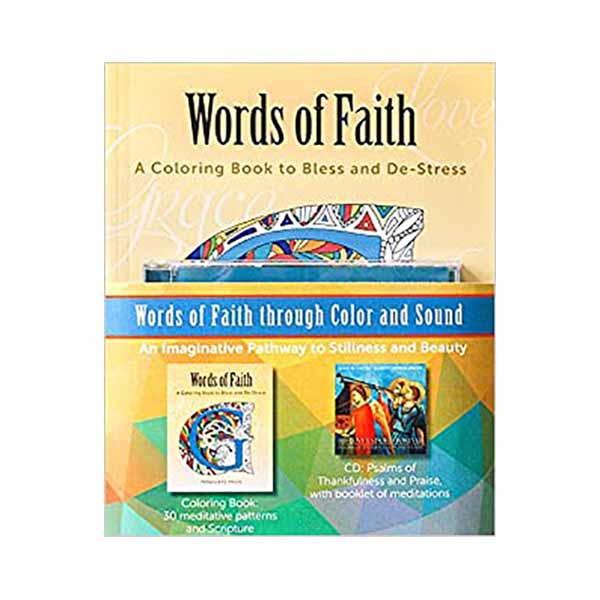 Words of Faith: A Coloring Book & CD to Bless and De-Stress 9781612617862