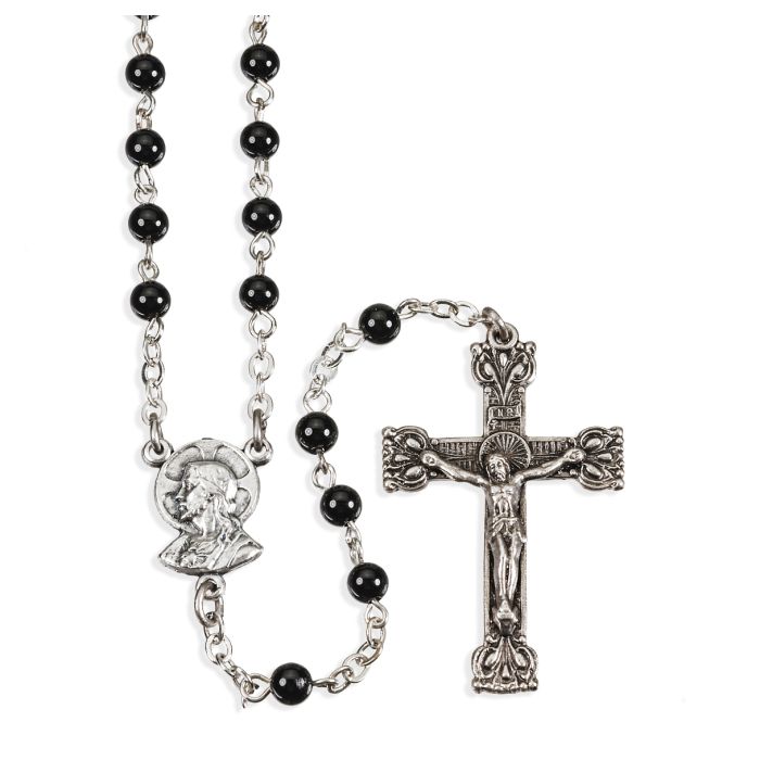 Communion Onyx Bead 17.5" Rosary 12-004OX