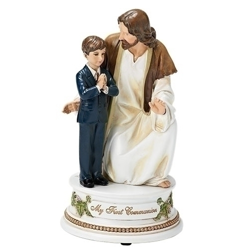 Joseph's Studio First Communion Jesus with Boy Musical Figurine #62308