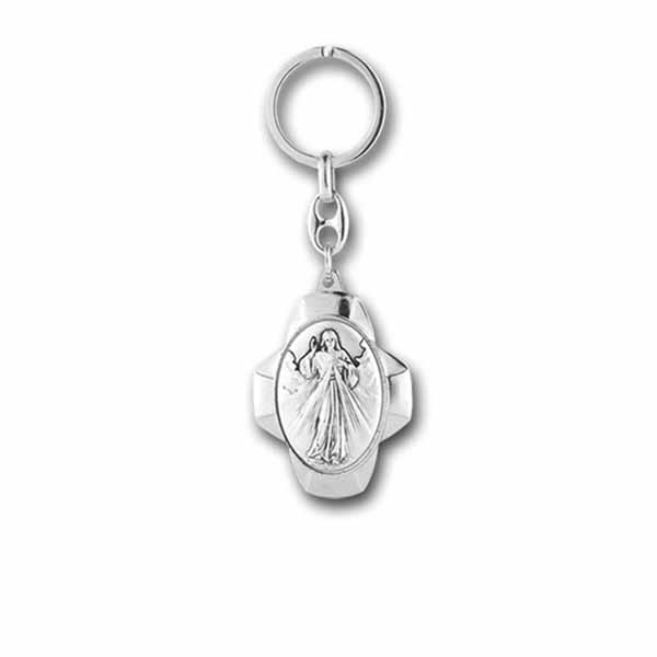 Keychain - Divine Mercy Key Chain in Silver Keychain Divine Mercy Silver 12-1464-123
