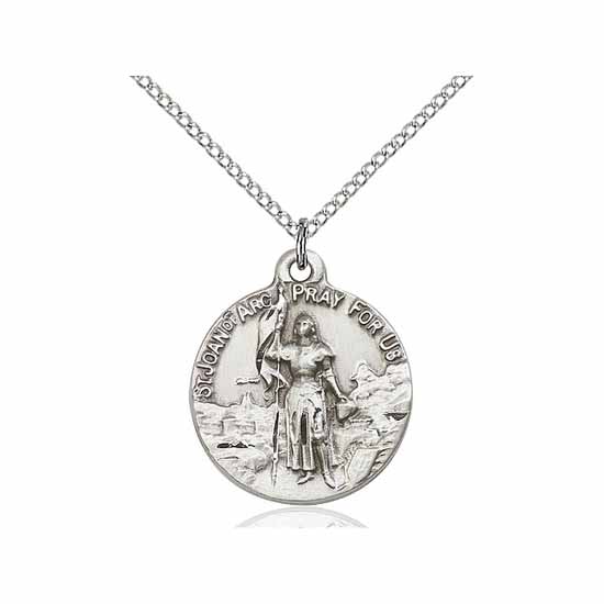 Sterling Silver St. Joan of Arc Pendant (18" Chain) - 0193SS
