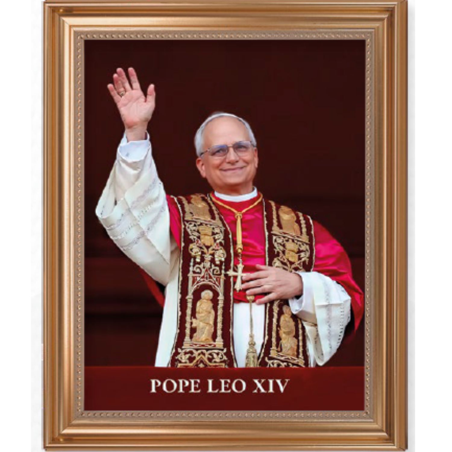 Pope Leo XIV Art Print in a Beautifully Molded Gold Frame
