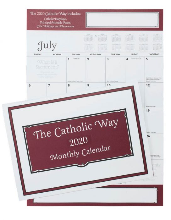 Catholic Way Calendar 2020 Wall Calendar