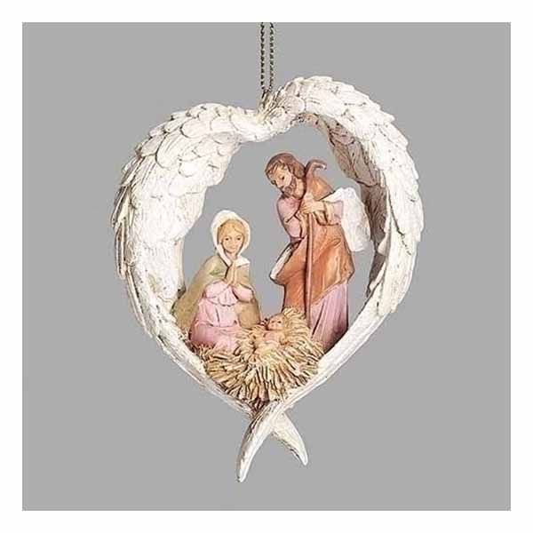 2022 4" Nativity Surrounded by Angel Wings (Event Ornament) - 57020