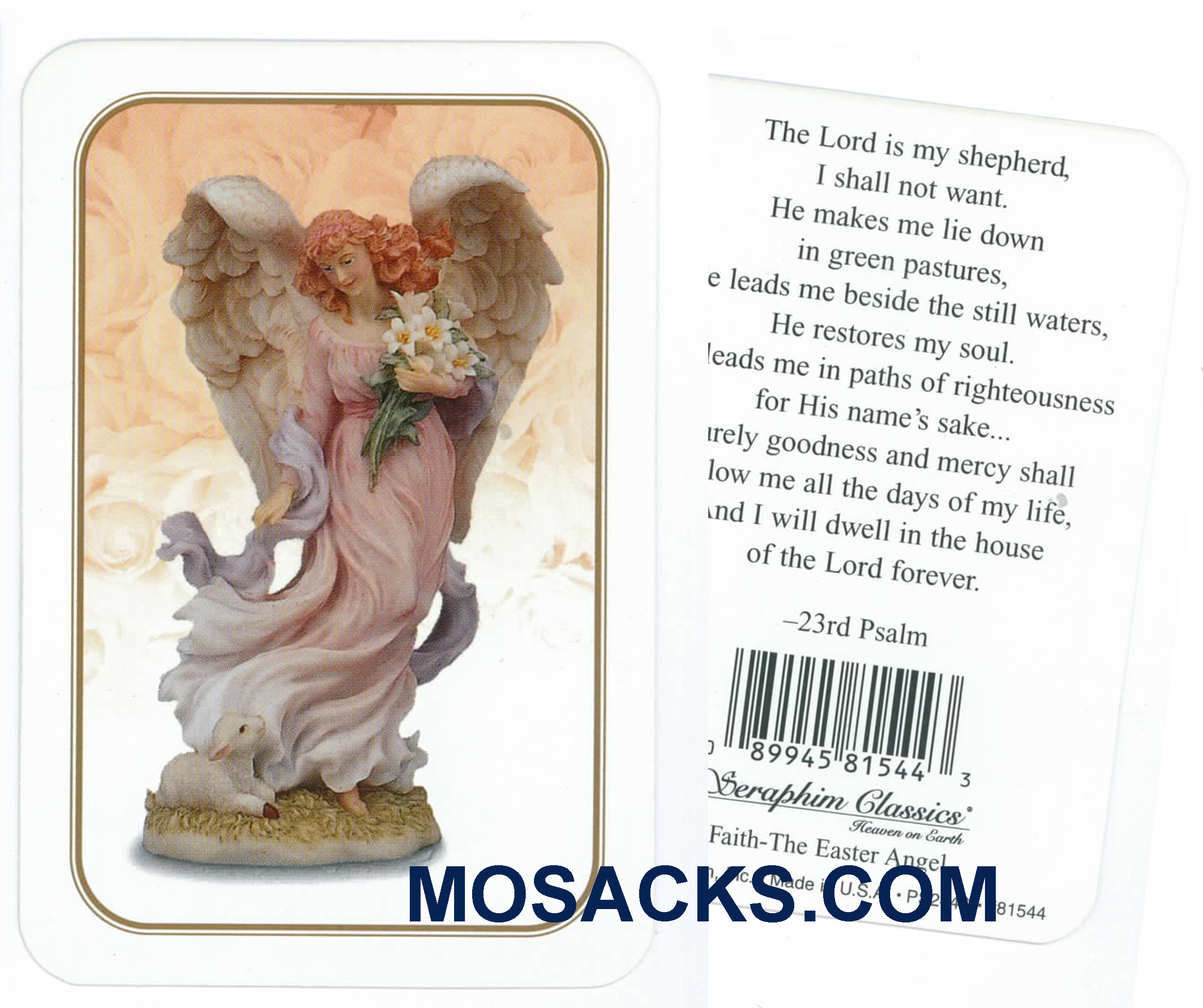 23rd Psalm Seraphim Angel Holy Card-089994581544, Lord is My Shepherd Prayer Card