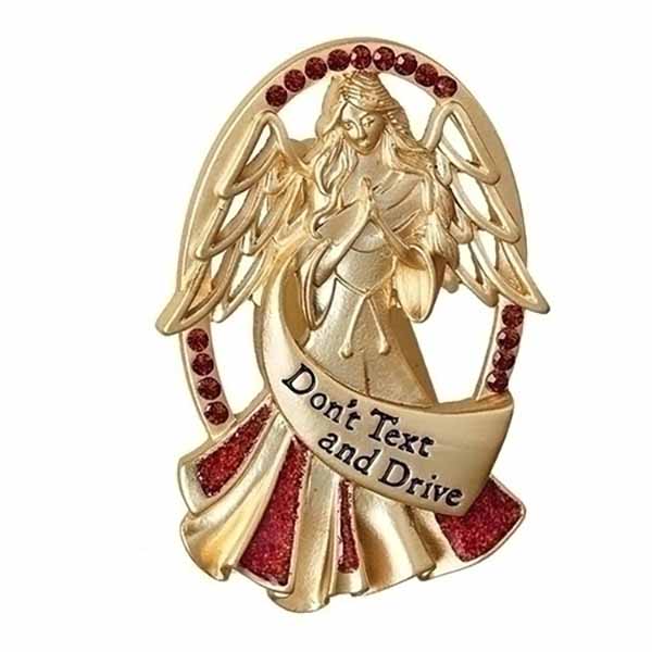 2.5"H "Don't Text and Drive" Red Angel Visor Clip
