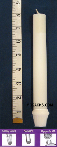 Short 6 SFE Long-Burning 51% Beeswax Altar Candle, 7/8" x 8"