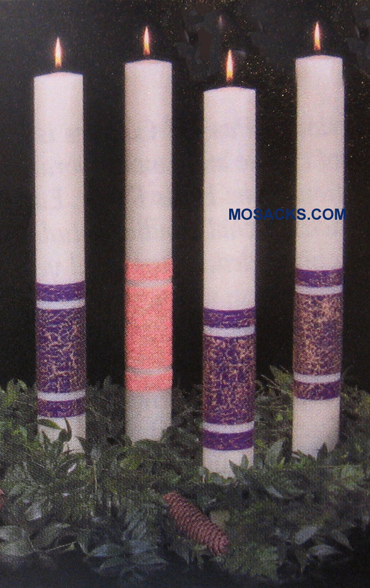 Pillar ArtisanWax Advent Candles, 51% Beeswax, 4" x 20" PE, Cathedral