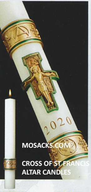 SCULPTWAX® Paschal Candle Cross Of St Francis Complementing Altar Candles