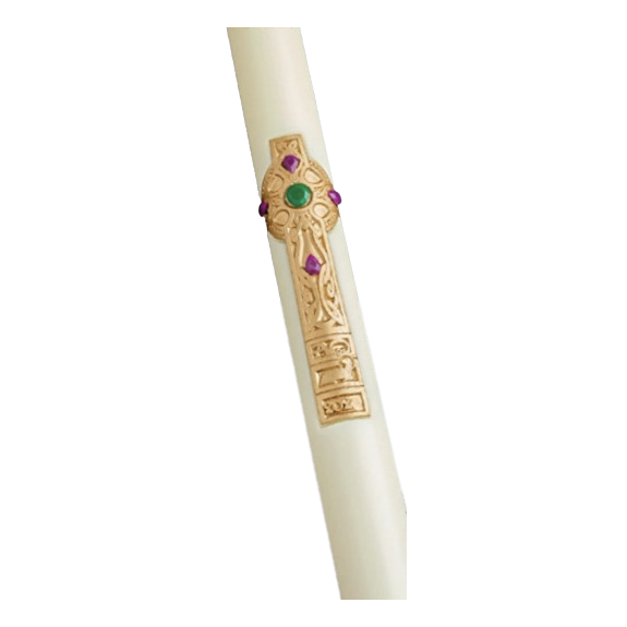 eximious® Beeswax Paschal Candle Cross of Erin® by Cathedral Candle