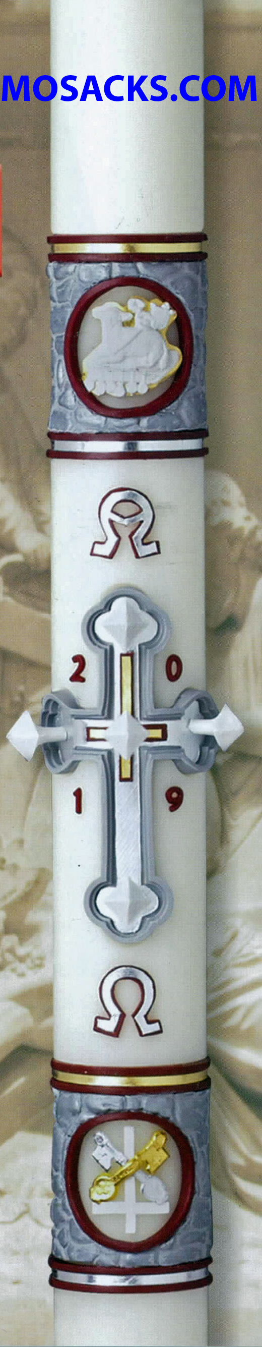 eximious® 51% Beeswax Paschal Candle Upon This Rock™ by Cathedral Candle