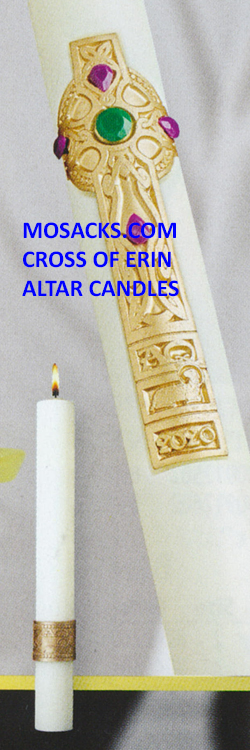 eximious® Beeswax Paschal Candle Cross Of Erin® Complementing Altar Candles