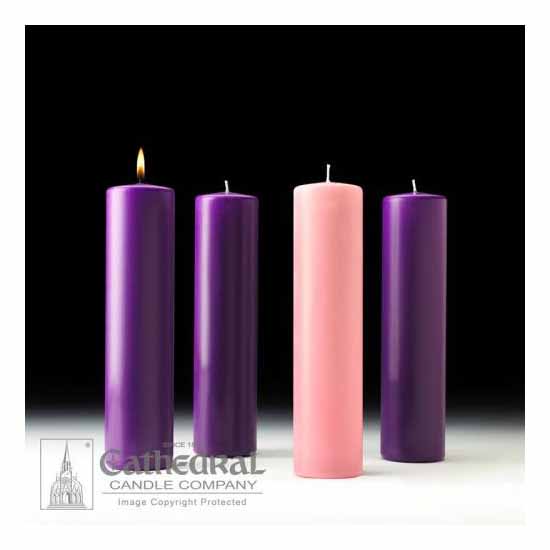 Advent Pillar Stearine Candle Sets, 3" x 12", Cathedral