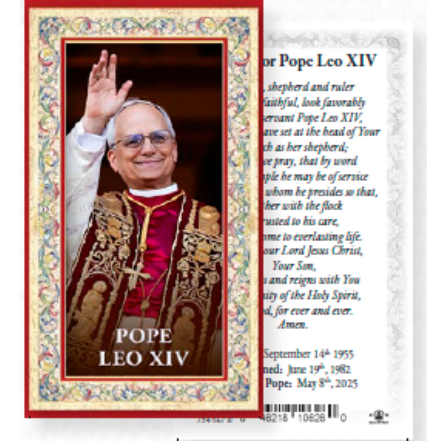 Pope Leo XIV Gold Embossed Italian Holy Card