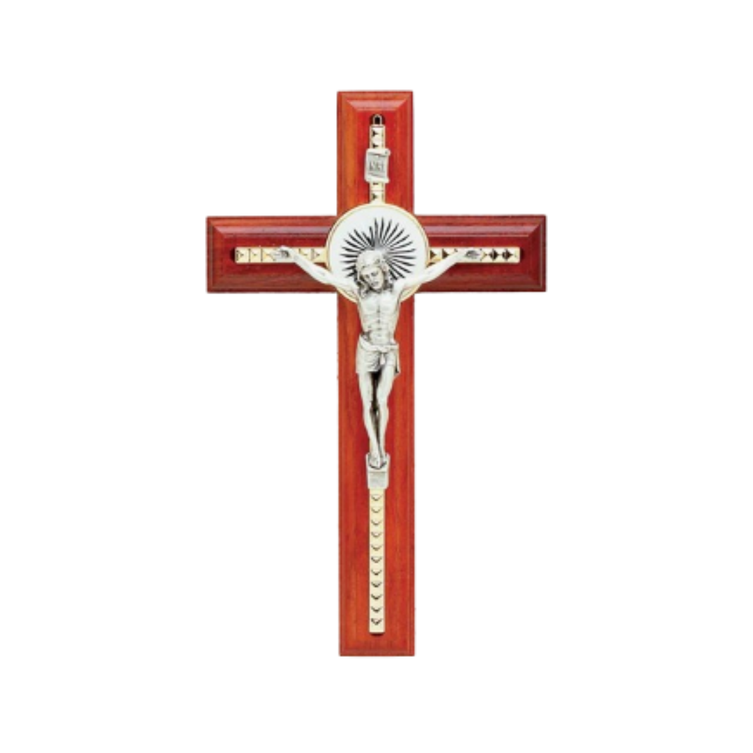 7" Rosewood Cross with Inlayed Crucifix 