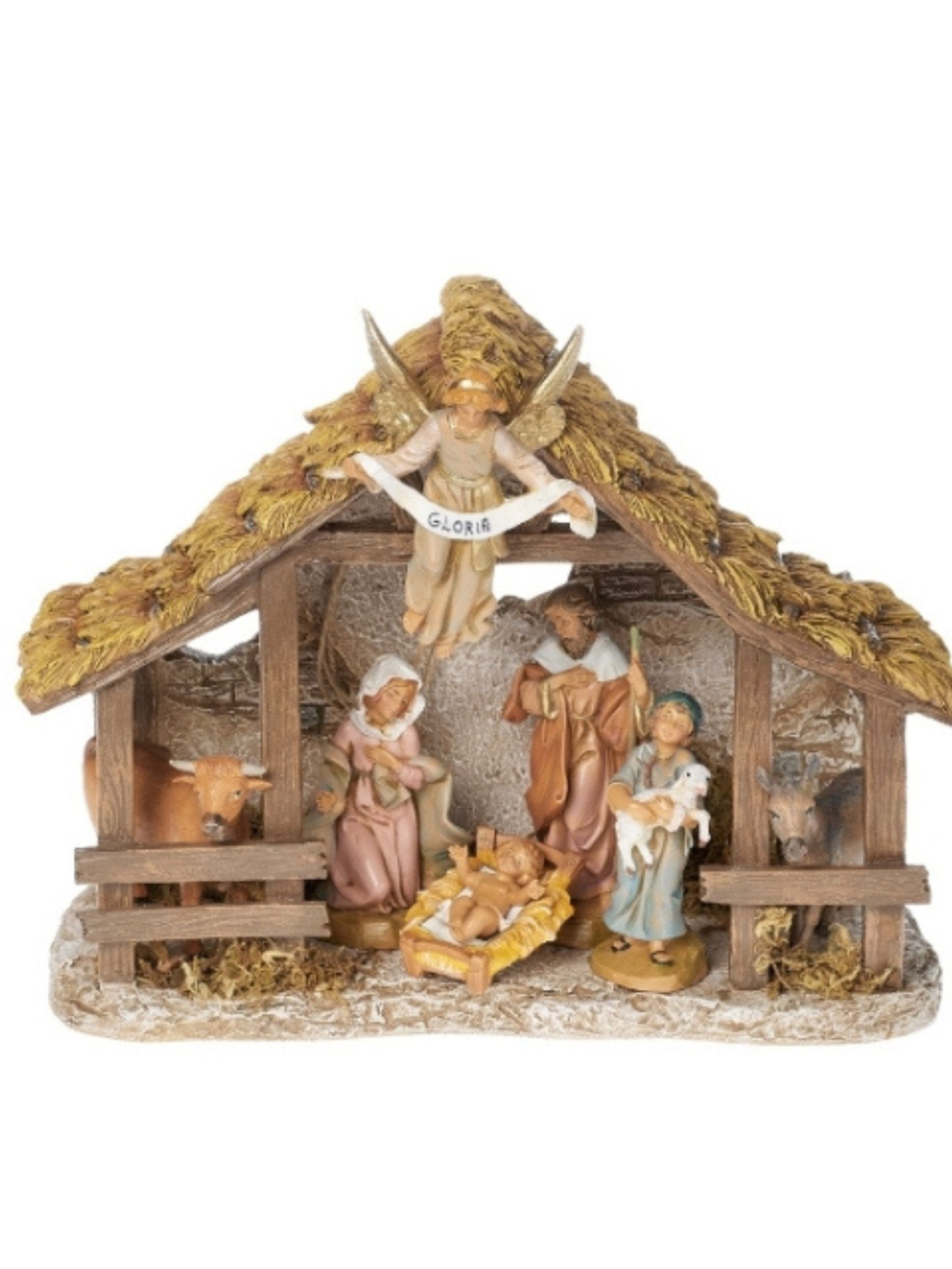 Fontanini 5 Inch Scale 7-PC Nativity Set with Italian Stable