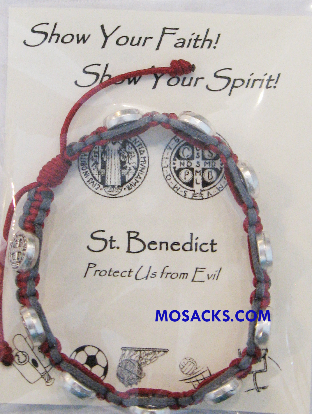 Abundant Blessings St. Benedict Bracelet Red Gray-Z3-MRGY-Z