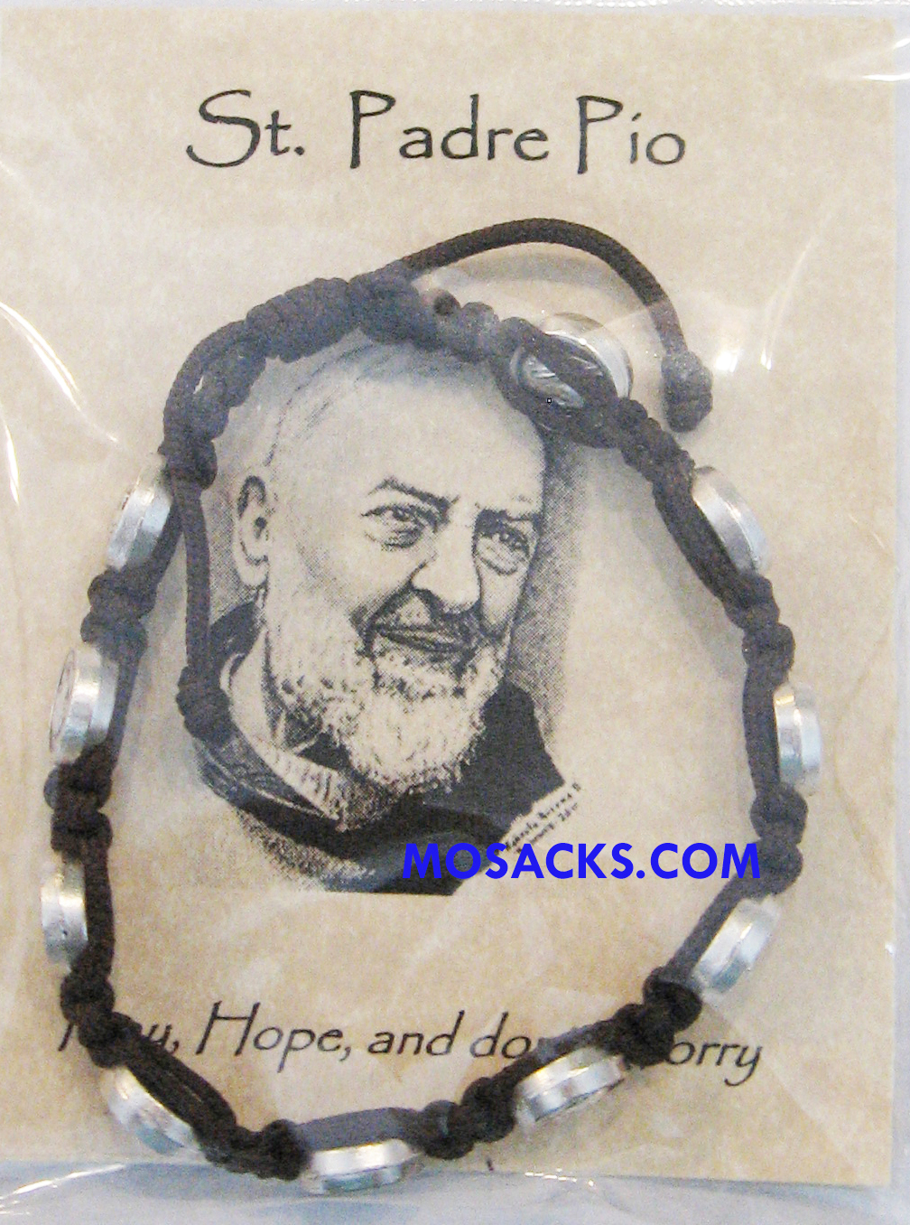 Abundant Blessings St. Padre Pio Bracelet Brown-ZZ13BN