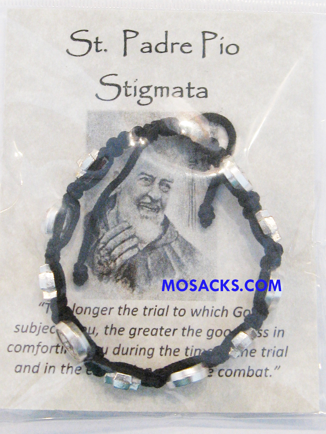 Abundant Blessings St. Padre Pio Stigmata Bracelet Black-ZZ24BK