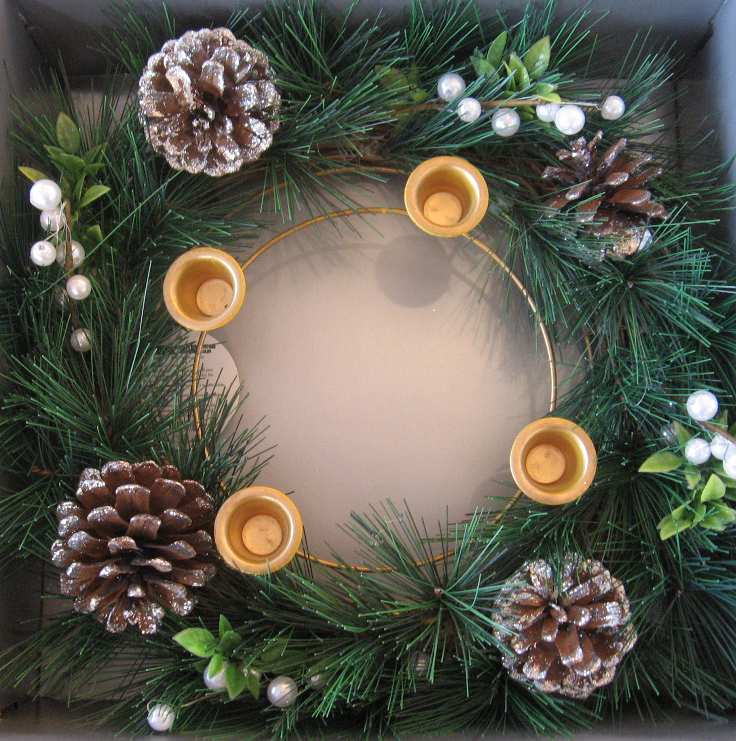 Advent Wreath Pinecone Gold Set 11 Inch 20-35890