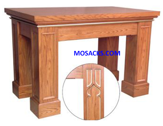 Altar - Wood Altar w/ Gothic Trim  60" wide x 36" deep x 40" high 40-626 Available in Various Wood Finishes