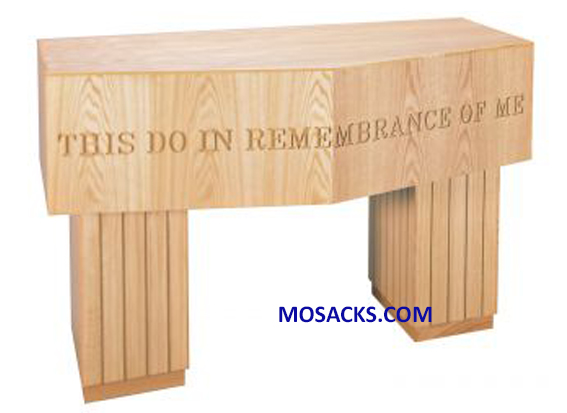 Communion Table - Wood Communion Table with Lettering This Do In Remembrance Of Me measures 60" wide x 30" deep x 35" high 40-3707  FREE SHIPPING