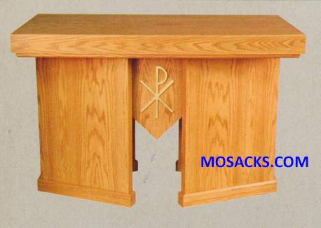 Altar - Wood Altar with Chi Rho Design 40-736 measures 72" wide x 36" deep x 40" high  FREE SHIPPING
