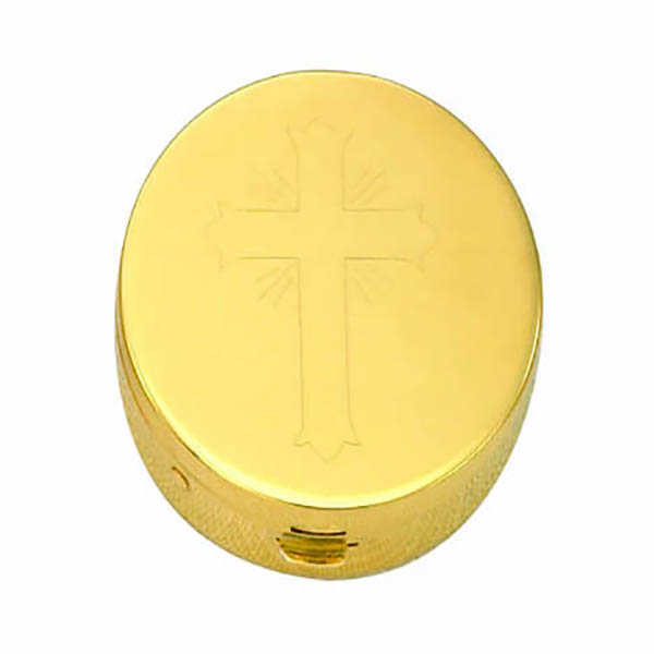 Alviti Creations Church Supplies Pyx Gold Plate Cross, 6 Host, 1 5/8x1/2" - 9851G Alvitiv Church Goods