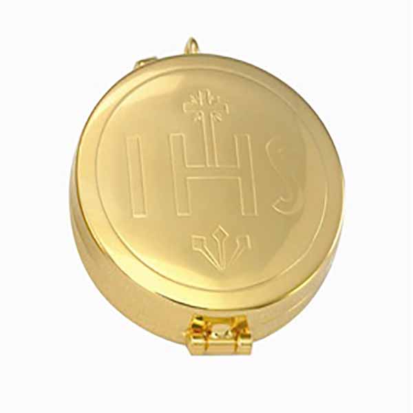 Alviti CreationsChurch Supplies Pyx Gold Plate HIS, 7 Host, 2 1/8x5/8"-2022G Alviti Church Goods