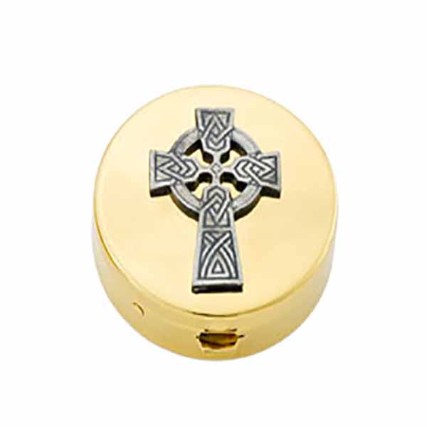Alviti Creations Church Supplies Pyx 24 Kt Gold Plate Silver Celtic Cross, 6 Host, 1 5/8x1/2" - 9852G Alviti Church Goods