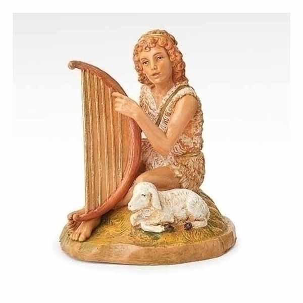 Azarel Sitting Shepherd with Harp of 5" Scale Fontanini Collection 